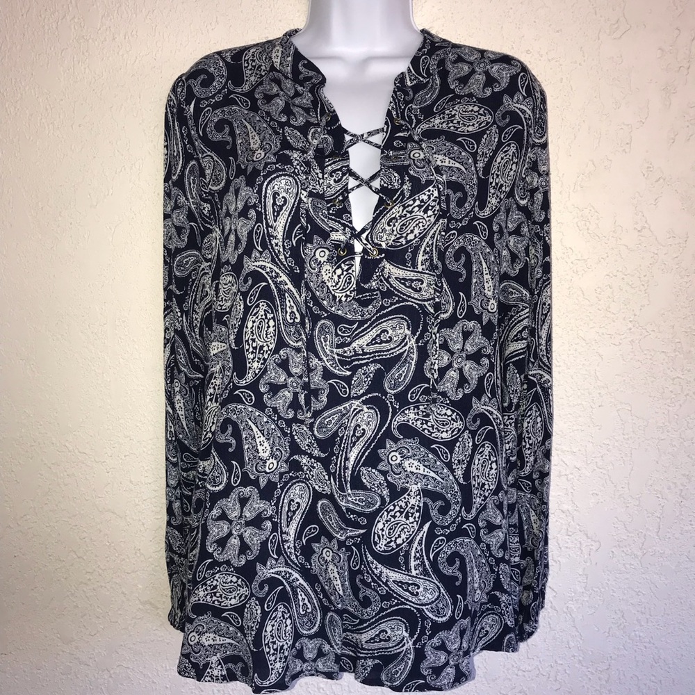 Show Me Your MuMu Thatcher Tie Top Paisley Navy
